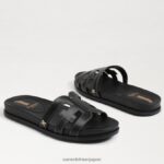 jp Sam Edelman 女性 ネッティスライドサンダル 黒い革 4NFV0P274 履物 - Image 7