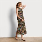 jp Sam Edelman 女性 ハイネック刺繍入りマキシドレス ブラックマルチ 4NFV0P1069 衣服 - Image 3