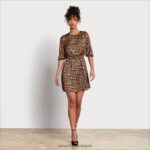 jp Sam Edelman 女性 ハイネック長袖ミニドレス ヒョウ 4NFV0P1112 衣服 - Image 2