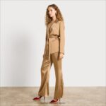 jp Sam Edelman 女性 ハイライズコーディワイドレッグパンツ シャンパンサテン 4NFV0P1232 衣服 - Image 2
