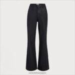 jp Sam Edelman 女性 ハイライズベイフレアパンツ 黒塗装 4NFV0P1274 衣服 - Image 5