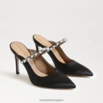 jp Sam Edelman 女性 ハイランドミュールポンプ 黒のサテン 4NFV0P525 履物
