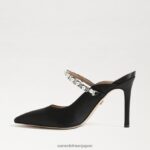 jp Sam Edelman 女性 ハイランドミュールポンプ 黒のサテン 4NFV0P525 履物 - Image 4