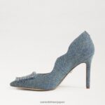 jp Sam Edelman 女性 ハリエット ビーズ ポインテッドトゥヒール 洗いざらしのニューブルー 4NFV0P583 履物 - Image 4