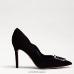 jp Sam Edelman 女性 ハリエット ポインテッドトゥ ヒール 黒いスエード 4NFV0P595 履物 - Image 2