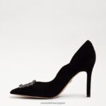 jp Sam Edelman 女性 ハリエット ポインテッドトゥ ヒール 黒いスエード 4NFV0P595 履物 - Image 4