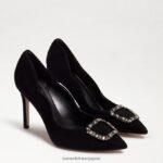 jp Sam Edelman 女性 ハリエット ポインテッドトゥ ヒール 黒いスエード 4NFV0P595 履物