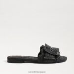 jp Sam Edelman 女性 バンビ スライドサンダル ブラックラフィア 4NFV0P68 履物 - Image 2