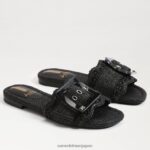 jp Sam Edelman 女性 バンビ スライドサンダル ブラックラフィア 4NFV0P68 履物