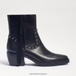 jp Sam Edelman 女性 バーニー フリンジ ブーティ 黒い革 4NFV0P731 履物 - Image 2