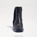 jp Sam Edelman 女性 バーニー フリンジ ブーティ 黒い革 4NFV0P731 履物 - Image 3