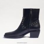 jp Sam Edelman 女性 バーニー フリンジ ブーティ 黒い革 4NFV0P731 履物 - Image 4