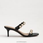 jp Sam Edelman 女性 パルマ キトゥン ヒール ミュール 黒トカゲ 4NFV0P494 履物 - Image 2