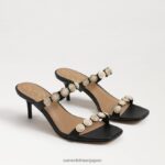 jp Sam Edelman 女性 パルマ キトゥン ヒール ミュール 黒トカゲ 4NFV0P494 履物