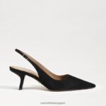 jp Sam Edelman 女性 ビアンカ スリングバック ポンプ 黒いスエード 4NFV0P97 履物 - Image 2