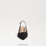 jp Sam Edelman 女性 ビアンカ スリングバック ポンプ 黒いスエード 4NFV0P97 履物 - Image 3