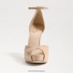 jp Sam Edelman 女性 フロレンシア ピープトゥ プラットフォームヒール ベージュ ブラッシュ パテント 4NFV0P768 履物 - Image 3