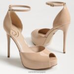jp Sam Edelman 女性 フロレンシア ピープトゥ プラットフォームヒール ベージュ ブラッシュ パテント 4NFV0P768 履物 - Image 7