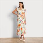 jp Sam Edelman 女性 フローラル Vネック ミディドレス ホワイトマルチ 4NFV0P1085 衣服