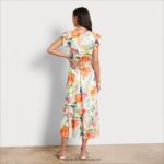 jp Sam Edelman 女性 フローラル Vネック ミディドレス ホワイトマルチ 4NFV0P1085 衣服 - Image 4