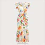 jp Sam Edelman 女性 フローラル Vネック ミディドレス ホワイトマルチ 4NFV0P1085 衣服 - Image 5