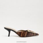 jp Sam Edelman 女性 ブリット キトゥン ヒール ミュール ブラウンマルチ 4NFV0P430 履物 - Image 2