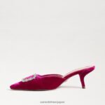 jp Sam Edelman 女性 ブリット キトゥン ヒール ミュール ラズベリーベルベット 4NFV0P431 履物 - Image 4