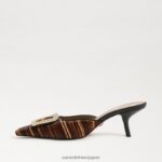 jp Sam Edelman 女性 ブリット キトゥン ヒール ミュール ブラウンマルチ 4NFV0P430 履物 - Image 4