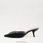 jp Sam Edelman 女性 ブリット キトゥン ヒール ミュール ディープサファイアベルベット 4NFV0P433 履物 - Image 4