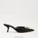 jp Sam Edelman 女性 ブリット キトゥン ヒール ミュール 黒いスエード 4NFV0P434 履物 - Image 2