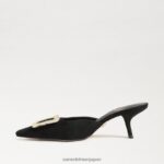 jp Sam Edelman 女性 ブリット キトゥン ヒール ミュール 黒いスエード 4NFV0P434 履物 - Image 4