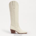 jp Sam Edelman 女性 ブリテン ウエスタン ブーツ モダンなアイボリーレザー 4NFV0P814 履物 - Image 2