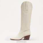 jp Sam Edelman 女性 ブリテン ウエスタン ブーツ モダンなアイボリーレザー 4NFV0P814 履物 - Image 4