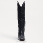 jp Sam Edelman 女性 ブリテン ウエスタン ブーツ 黒い革 4NFV0P815 履物 - Image 3