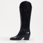 jp Sam Edelman 女性 ブリテン ウエスタン ブーツ 黒い革 4NFV0P815 履物 - Image 4