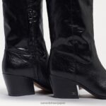 jp Sam Edelman 女性 ブリテン ウエスタン ブーツ 黒い革 4NFV0P815 履物 - Image 7