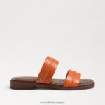 jp Sam Edelman 女性 ヘイディー ステッチ スライド サンダル クラシックなオレンジ色の革 4NFV0P864 履物 - Image 2
