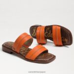jp Sam Edelman 女性 ヘイディー ステッチ スライド サンダル クラシックなオレンジ色の革 4NFV0P864 履物 - Image 7