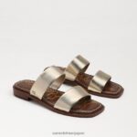 jp Sam Edelman 女性 ヘイディー スライド サンダル 金箔革 4NFV0P574 履物