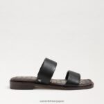 jp Sam Edelman 女性 ヘイディー スライド サンダル 黒い革 4NFV0P572 履物 - Image 2