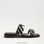 jp Sam Edelman 女性 ヘラ スライド サンダル ブラック/ナチュラルゼブラ 4NFV0P741 履物 - Image 2