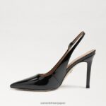 jp Sam Edelman 女性 ヘーゼル スリングバック ポンプ ブラックパテント 4NFV0P663 履物 - Image 4