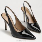 jp Sam Edelman 女性 ヘーゼル スリングバック ポンプ ブラックパテント 4NFV0P663 履物 - Image 7