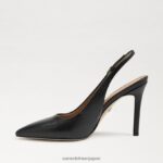 jp Sam Edelman 女性 ヘーゼル スリングバック ポンプ 黒い革 4NFV0P662 履物 - Image 4
