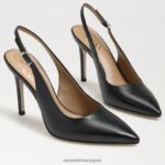 jp Sam Edelman 女性 ヘーゼル スリングバック ポンプ 黒い革 4NFV0P662 履物 - Image 7