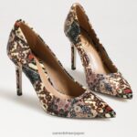jp Sam Edelman 女性 ヘーゼル色のポインテッドトゥヒール アイボリーマルチベルベット 4NFV0P135 履物 - Image 6