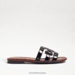 jp Sam Edelman 女性 ベイスライドサンダル ブラックパテント 4NFV0P21 履物 - Image 2