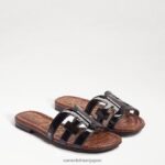 jp Sam Edelman 女性 ベイスライドサンダル ブラックパテント 4NFV0P21 履物