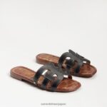 jp Sam Edelman 女性 ベイスライドサンダル 黒い革 4NFV0P12 履物