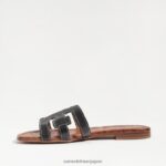 jp Sam Edelman 女性 ベイスライドサンダル 黒い革 4NFV0P12 履物 - Image 4